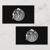 Retro Gothic Hudel Halloween Skeleton Drinki Visitekaartje (Voorkant / Achterkant)