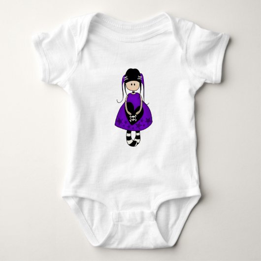 Retro Gothic Meisje met schedels Romper (Voorkant)