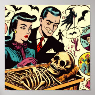 Retro Gothic paar strips Poster