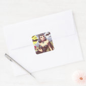 Retro Gothic Vampier Pin-up Vierkante Sticker (Envelop)