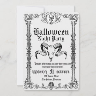 Retro Gotische Schedeldans Halloween Feest Kaart