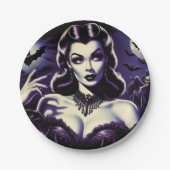 Retro Gotische Vrouw Papieren Bordje (Voorkant)