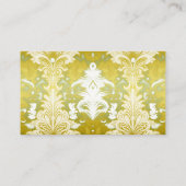 Retro Goud Groen Damast Bruiloft Informatiekaartje (Achterkant)