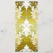 Retro Goud Groen Damast Bruiloft Menu (Achterkant)