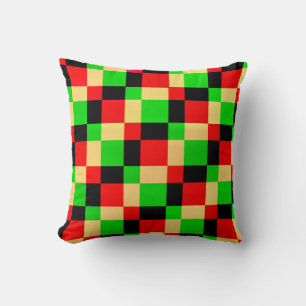 Retro Goud Rood Zwart Geometrisch Block Art Kussen