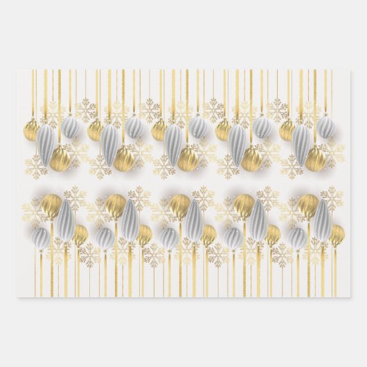 Retro gouden en zilveren kerstversiering inpakpapier vel (Voorkant)