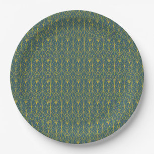 Retro gouden geometrische art deco vintage patroon papieren bordje