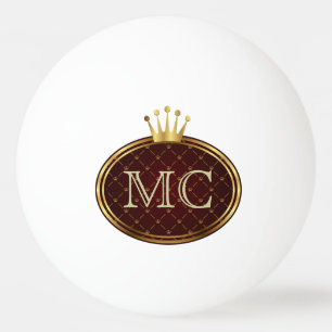 RETRO GOUDEN KRONEN van de knoop + uw monogram Pingpongballen