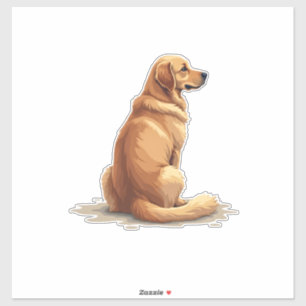 Retro gouden retriever achteraanzicht hondliefhebb sticker