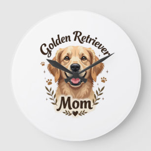 Retro Gouden Retriever Moeder Hond Liefhebber Typo Grote Klok