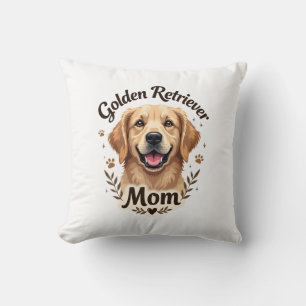Retro Gouden Retriever Moeder Hond Liefhebber Typo Kussen