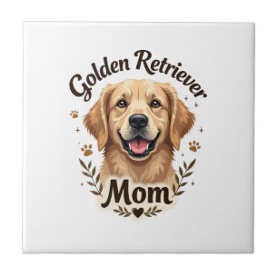 Retro Gouden Retriever Moeder Hond Liefhebber Typo Tegeltje