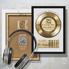 Retro Gouden Vinylplaat Plaquette Unieke Bruiloft Save The Date