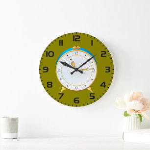 Retro Gouden Wekker met Blauwe Trim Tijdstuk Grote Klok