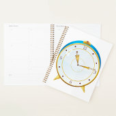 Retro Gouden Wekker met Blauwe Trim Tijdstuk Planner