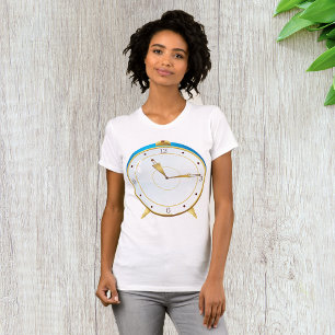 Retro Gouden Wekker met Blauwe Trim Tijdstuk T-shirt