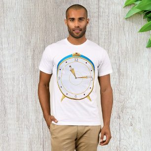 Retro Gouden Wekker met Blauwe Trim Tijdstuk T-shirt
