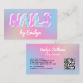 Retro Gradient Bubbles Nails Visitekaartje (Voorkant / Achterkant)