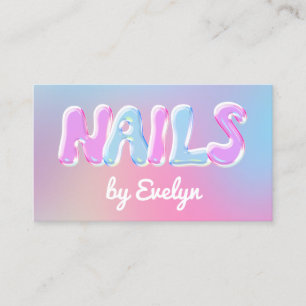 Retro Gradient Bubbles Nails Visitekaartje