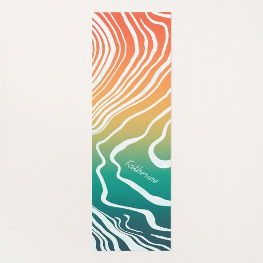 Retro Gradient Marbled Abstracte Douane Yogamat (Achterkant)