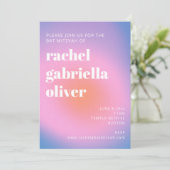 Retro Gradient Pink Lavender Paars Bat Mitzvah Kaart (Staand voorkant)