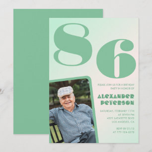 Retro Gradiënt voor hem Foto 86e verjaardag Kaart