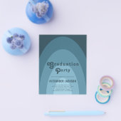 Retro Graduation Party Blue Budget Flyer (Enkel)