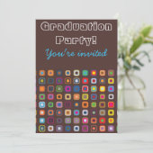Retro Graduation Party Invitation () Kaart (Staand voorkant)