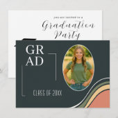 Retro Graduation Party Invitation Kaart (Voorkant / Achterkant)