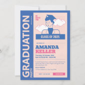Retro Graduation Party Uitnodiging (Voorkant)