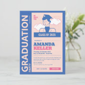 Retro Graduation Party Uitnodiging (Staand voorkant)