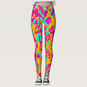 Retro Graffiti Clash Leggings – jaren 80 Neon Stre