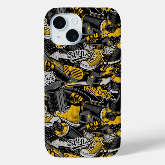 Retro Graffiti Stadspatroon Case-Mate iPhone Case (Achterkant)