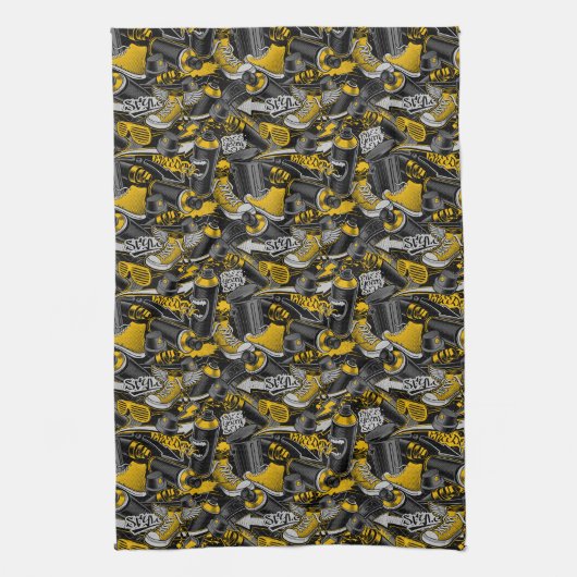 Retro Graffiti Stadspatroon Theedoek (Verticaal)