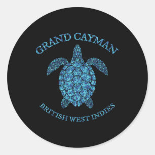 Retro grafische afbeelding van zeeschildpad van de ronde sticker