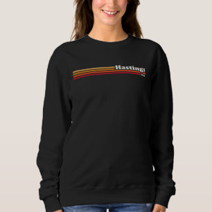 Retro grafische stijl Hastings Nebraska jaren 80 Trui