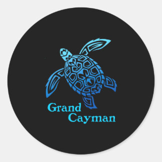 Retro Grand Cayman-eilanden zeeschildpad tribal Ronde Sticker
