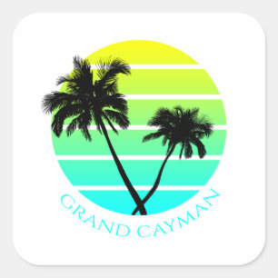 Retro Grand Cayman Vierkante Sticker
