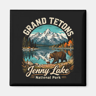 Retro Grand Tetons Jenny Lake Nationaal Park Herfs Magneet
