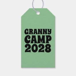 Retro Granny Camp tekst Cadeaulabel
