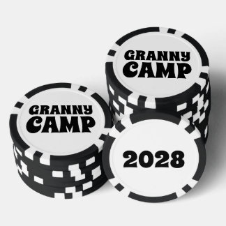 Retro Granny Camp tekst Poker Chips