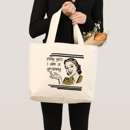 Retro Granny T-shirts en cadeaus Grote Tote Bag (Voorkant (product))