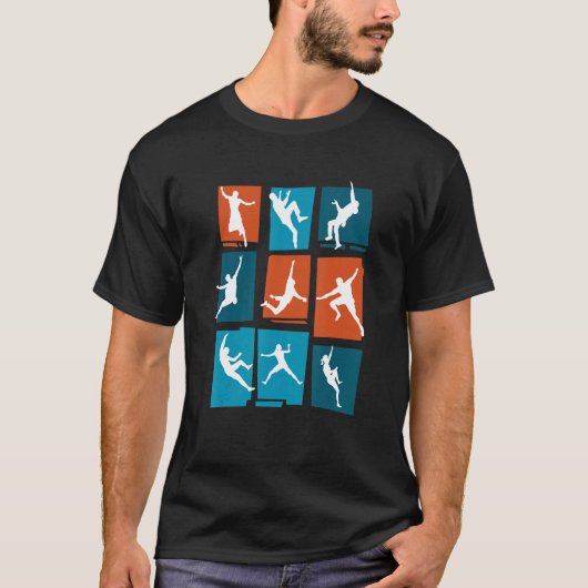 Retro Graphic Climbing Bouldering Rock Climber Mou T-shirt (Voorkant)