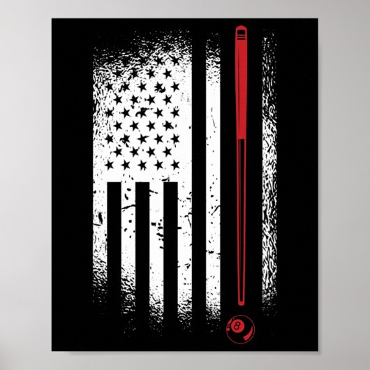 Retro Graphic Pool Billard Snooker Billard Cue 8-l Poster (Voorkant)
