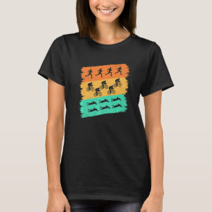 Retro Graphic Run Bike Swim Triathlon Triathletet T-shirt