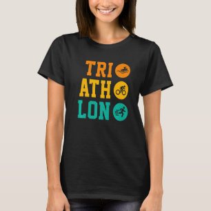 Retro Graphic Run Bike Swim Triathlon Triathletet  T-shirt