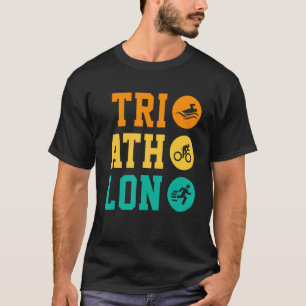 Retro Graphic Run Bike Swim Triathlon Triathletet  T-shirt
