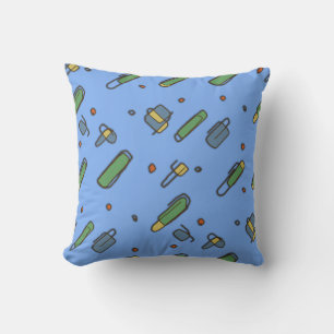 Retro Graphical Clips Pattern op elke kleur Kussen