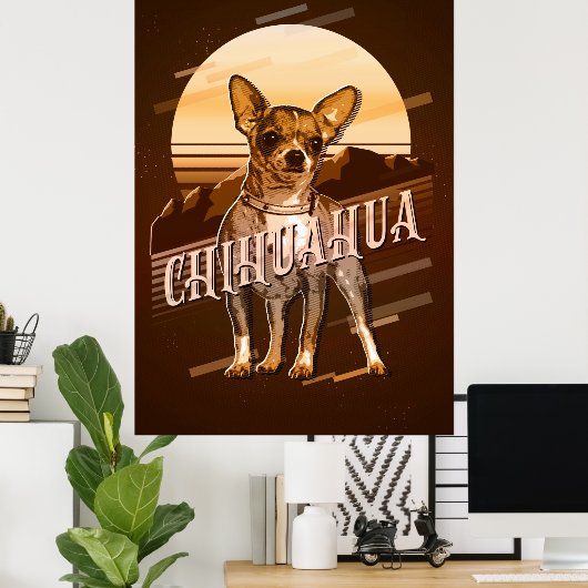 Retro Graphics Chihuahua Gold ID754 Poster (Thuiskantoor)