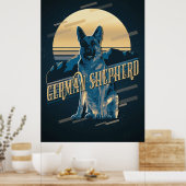 Retro Graphics German Shepherd Blue ID754 Poster (Keuken)